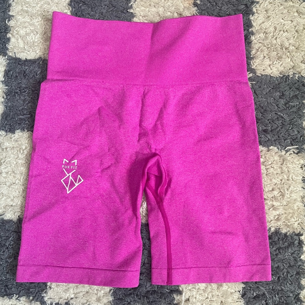 Fuchsia High-Waisted Biker Shorts